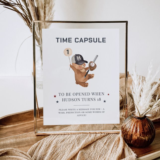 1. Geburtstag Baseballbär - Time Capsule Poster (Rookie 1st Birthday Bear - Time Capsule Poster)
