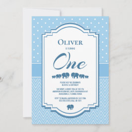 1. Geburtstag Blaue Elefanten Einladung