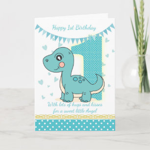 1. Geburtstag Blue Dinosaurier Card, Babys 1. Kart Karte