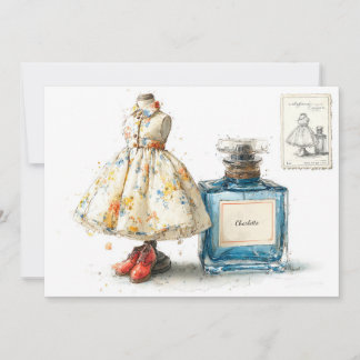 1. Geburtstag Blue Floral Parfüm Thema Einladung