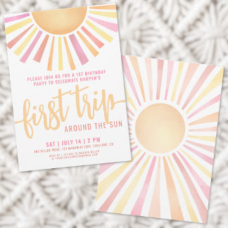 1. Geburtstag Boho Erster Rundgang durch die Sonne Einladung