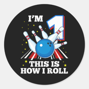 1. Geburtstag Bowling ich bin 1 So Roll Funn Runder Aufkleber