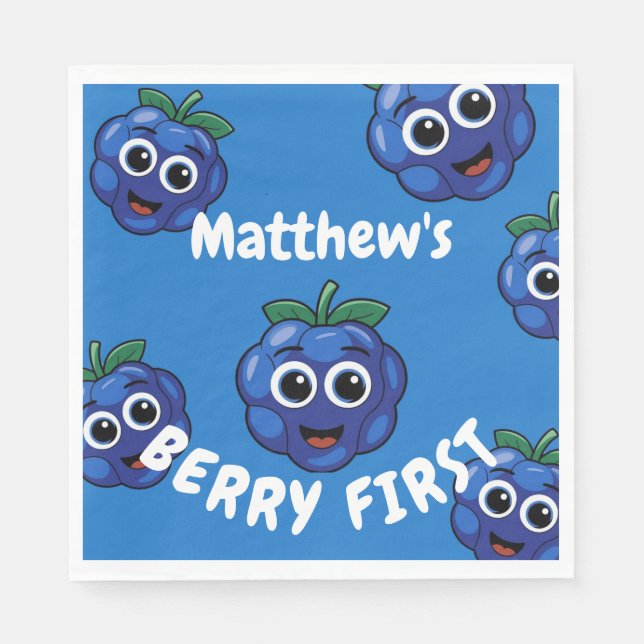 1. Geburtstag Boy Blue Berryfirst Serviette (Vorderseite)