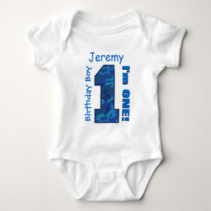 1. Geburtstag Boy Blue CAMOUFLAGE 1 Jahr Individue Baby Strampler