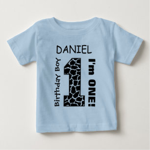 1. Geburtstag Boy GIRAFFE Ein Jahr Individuelle Na Baby T-shirt