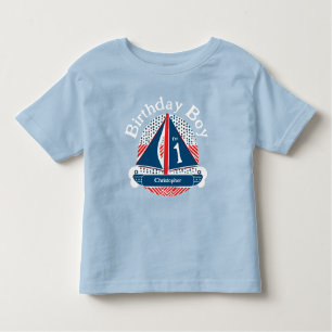 1. Geburtstag Boy Nautical Sailboat Patterns Kleinkind T-shirt