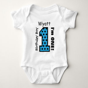 1. Geburtstag Boy POLKA DOTS 1 Jahr Individuelle N Baby Strampler