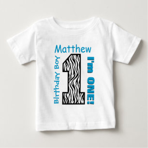 1. Geburtstag Boy Zebra Ein Jahr Individuelle Name Baby T-shirt