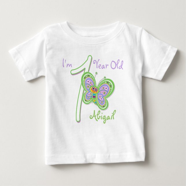 1. Geburtstag Butterfly Baby T - Shirt (Vorderseite)