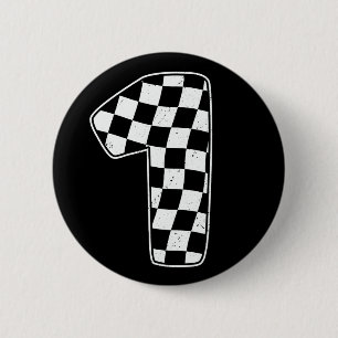 1. Geburtstag Checkered Number 1 Car Racing Flag Button