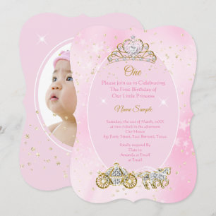 1. Geburtstag Cinderella Pinke Kutsche Foto Einladung