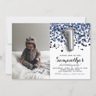 1. Geburtstag Confetti Portrait Einladung