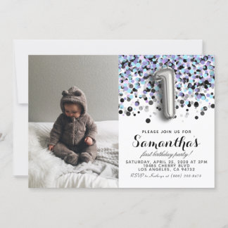 1. Geburtstag Confetti Portrait Einladung