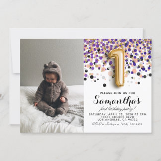 1. Geburtstag Confetti Portrait Einladung