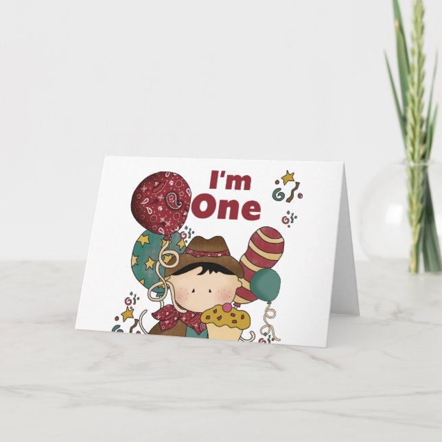 1. Geburtstag Cowboy Tshirts und Geschenke Karte (Vorderseite)