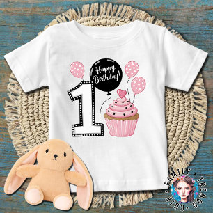 1. Geburtstag Cupcake Ballons Baby T-shirt