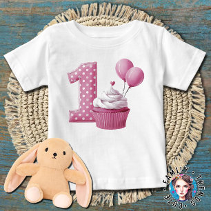 1. Geburtstag Cupcake Pink Baby T-shirt