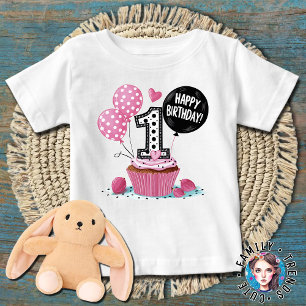 1. Geburtstag Cupcake Pink Baby T-shirt