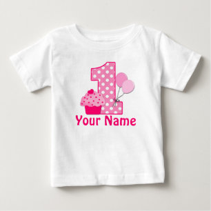 1. Geburtstag Cupcake Pink Personalisierter T - Sh Baby T-shirt