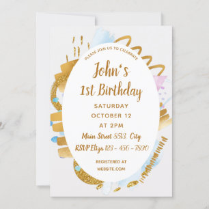 1. Geburtstag - Delikate Goldene Details Einladung
