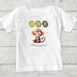 1. Geburtstag des Affen mit dem Namen blau Baby T-shirt