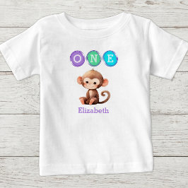 1. Geburtstag des Affen mit lila Namen Baby T-shirt