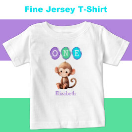 1. Geburtstag des Affen mit lila Namen Baby T-shirt