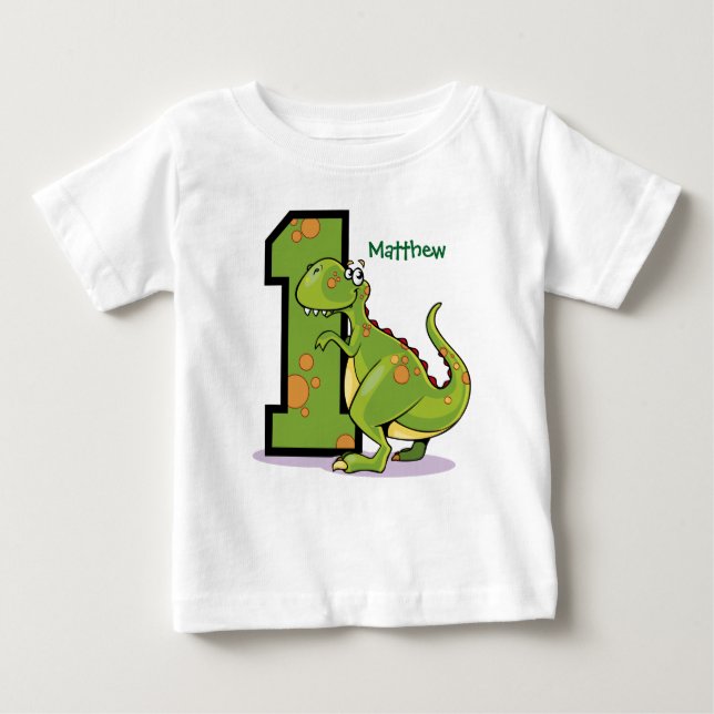 1. Geburtstag Dinosaur Custom Baby T-shirt (Vorderseite)