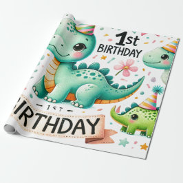 1. Geburtstag Dinosaur Dino Boy Watercolor Geschenkpapier