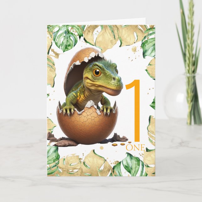 1. Geburtstag Dinosaur Happy Baby Jungle Card Karte (Vorderseite)