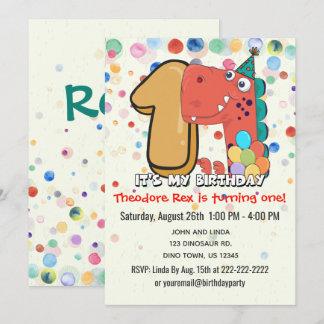 1. Geburtstag Dinosaur Party Custom Einladung