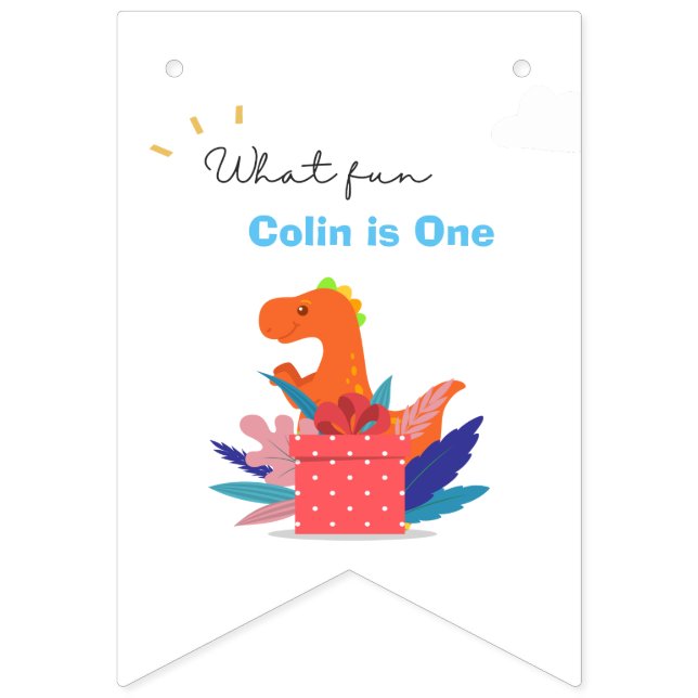 1. Geburtstag Dinosaurier 12 Monat Foto Jagdfahnen Wimpelkette (Neunte Fahne)