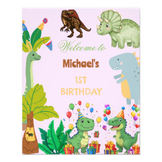 1. Geburtstag Dinosaurier Minimale Babyeinladung Fotodruck