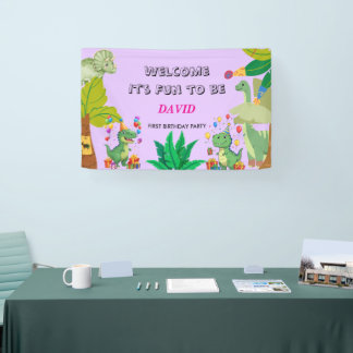 1. Geburtstag Dinosaurier Minimaler Babyjunge Banner