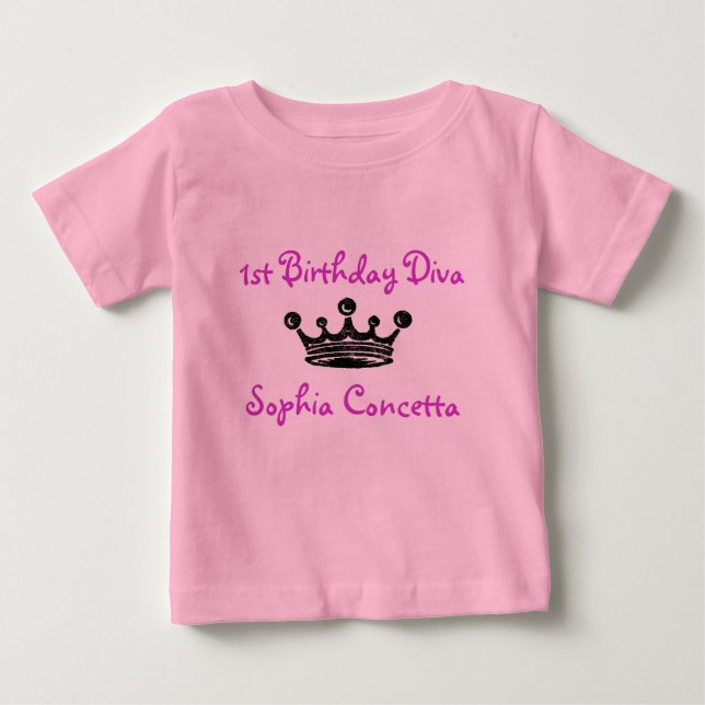 1. Geburtstag Diva Baby T-shirt (Vorderseite)