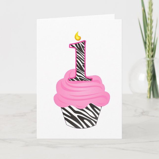 1. Geburtstag Diva Cupcake Karte (Vorderseite)