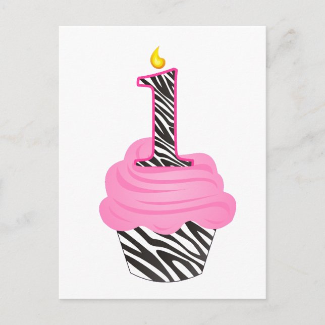 1. Geburtstag Diva Cupcake Postkarte (Vorderseite)