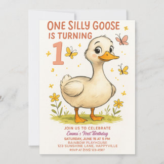 1. Geburtstag Eine Alberne Gans für ein Baby Einladung