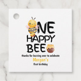 1. Geburtstag eines glücklichen Bee Honey Yellow B Geschenkanhänger