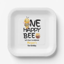 1. Geburtstag eines glücklichen Bee Honey Yellow B Pappteller
