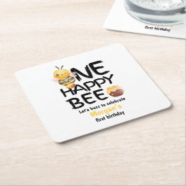 1. Geburtstag eines glücklichen Bee Honey Yellow B Rechteckiger Pappuntersetzer
