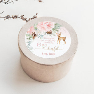 1. Geburtstag eines Hirschs Runder Aufkleber