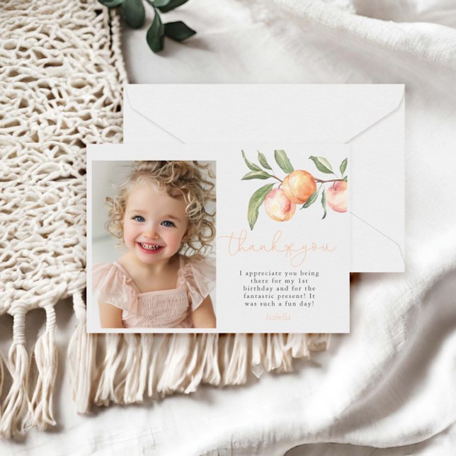 1. Geburtstag eines Sweet Peach Girl Dankeskarte (Von Creator hochgeladen)