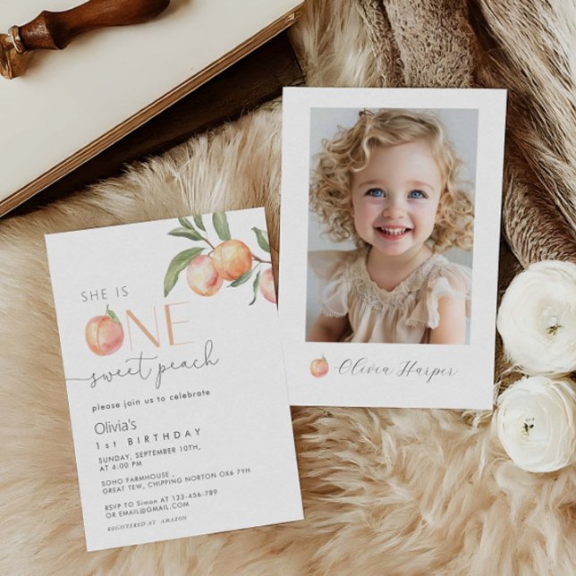 1. Geburtstag eines Sweet Peach Girl Einladung (Von Creator hochgeladen)