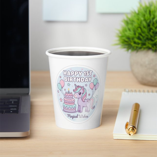 1. Geburtstag Einhorn-Papierbecher Pappbecher (InSitu)