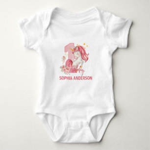 1. Geburtstag Einhorn Rosa Kleines Mädchen Baby Strampler