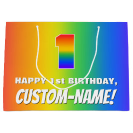 1. Geburtstag: Farbenfroh, Fun Rainbow Pattern # 1 Große Geschenktüte