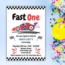 1. Geburtstag Fast One Red Blue Race Car