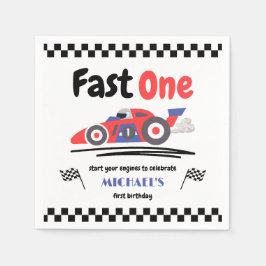 1. Geburtstag Fast One Red Blue Race Car Serviette