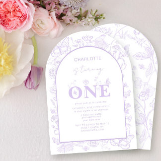 1. Geburtstag floral Lilac Blume macht eine Einladung